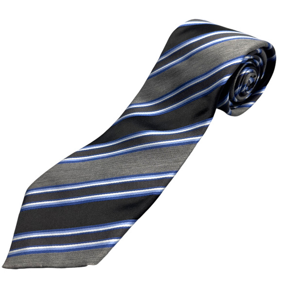 Ascot 100% Silk Dress Tie Made in Italy Bold Abstract Stripe Pattern 60" 3.75" - Picture 1 of 10